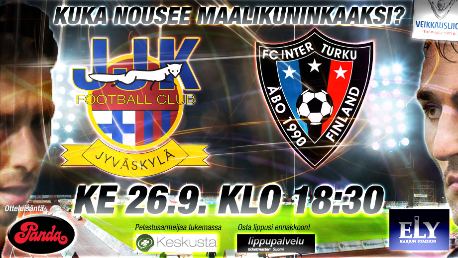 JJK vs. FC Inter ke 26.9. klo 18:30 Harjun ELY-stadionilla