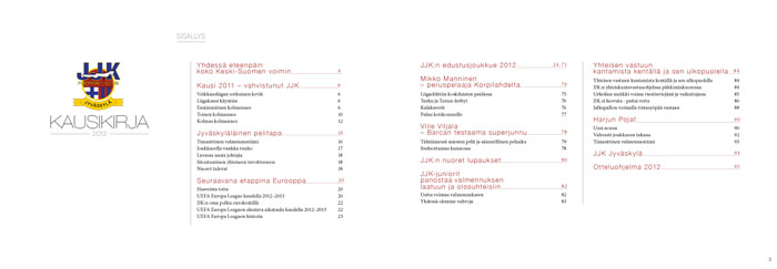JJK Kausikirja 2012 - sisällysluettelo