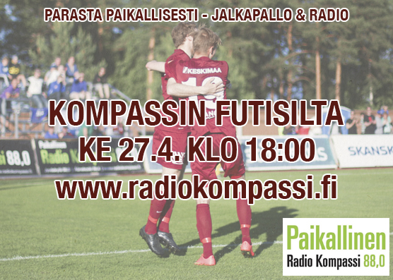 JJK ja Radio Kompassi viettävät jalkapalloiltaa keskiviikkona 27.4.